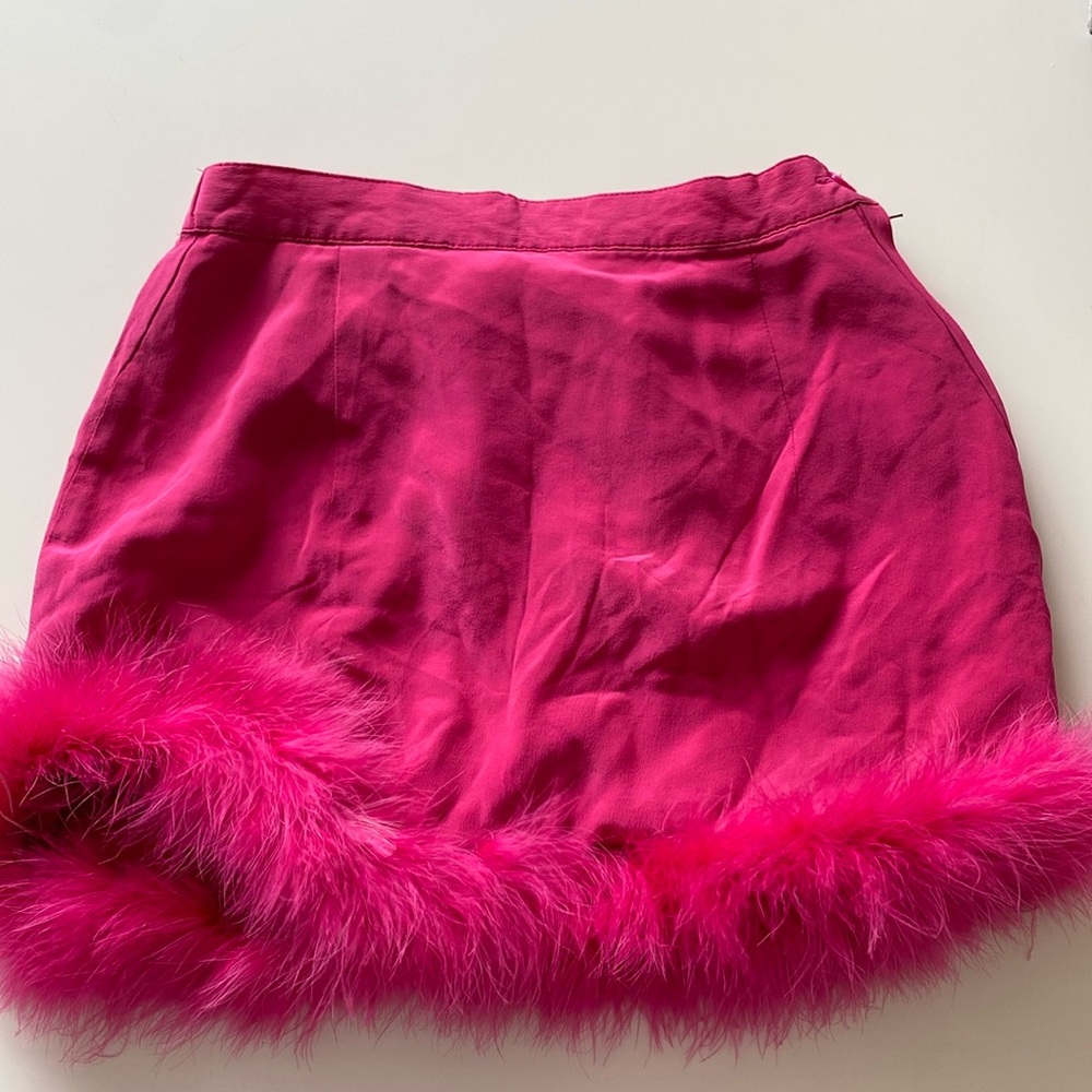 Hot Pink Silk Mini Skirt